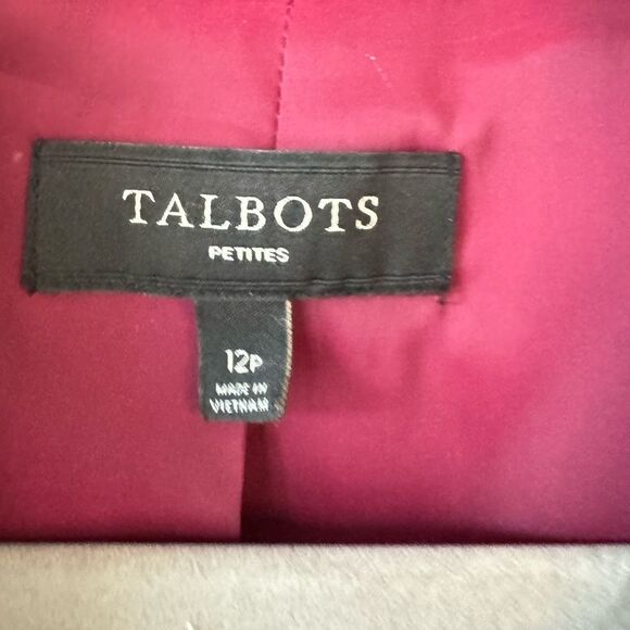Talbots Woman’s Velvet Blazer Jacket 12P Burgundy One Button Holiday Career - Picture 6 of 6